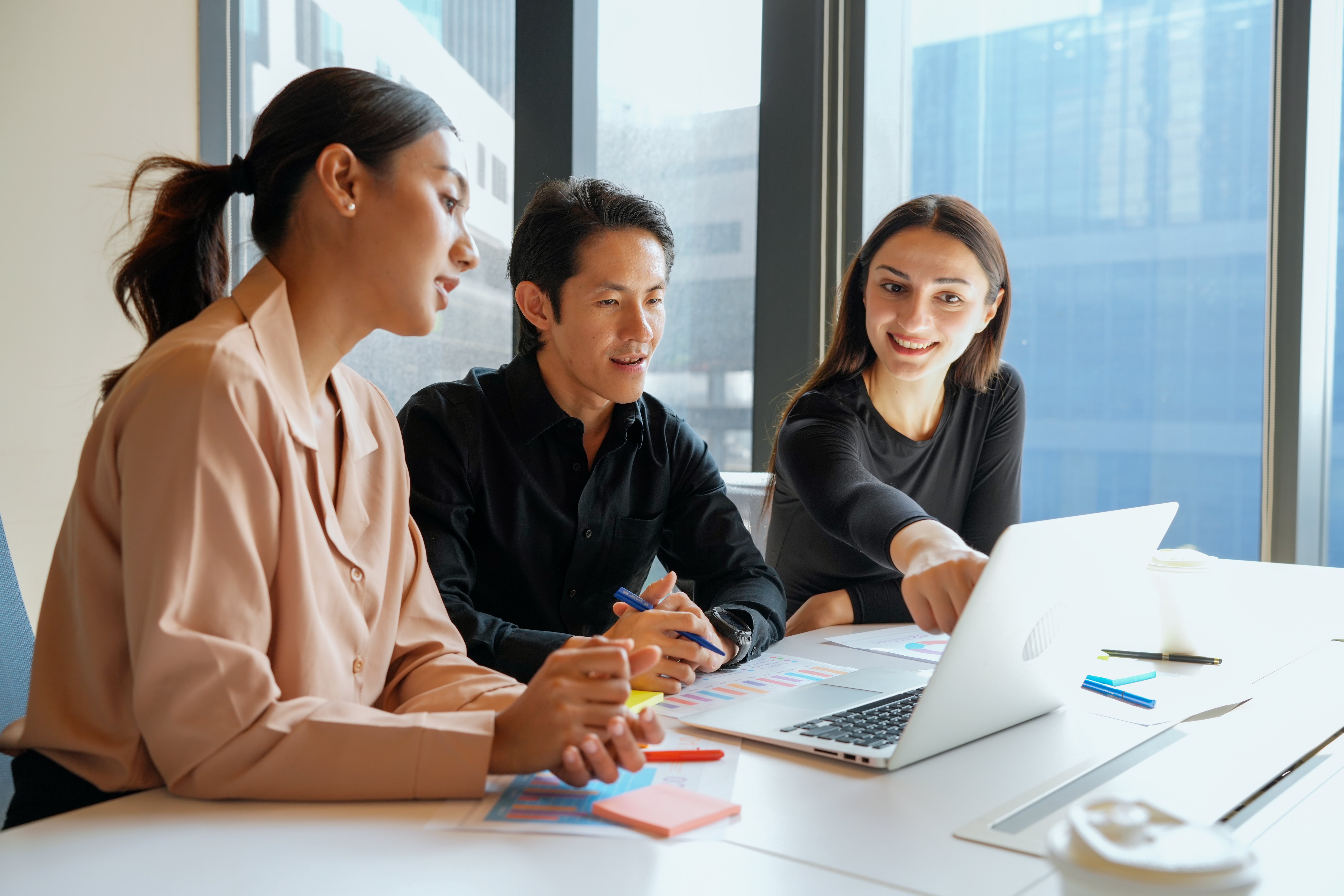 A team reviewing payroll data together